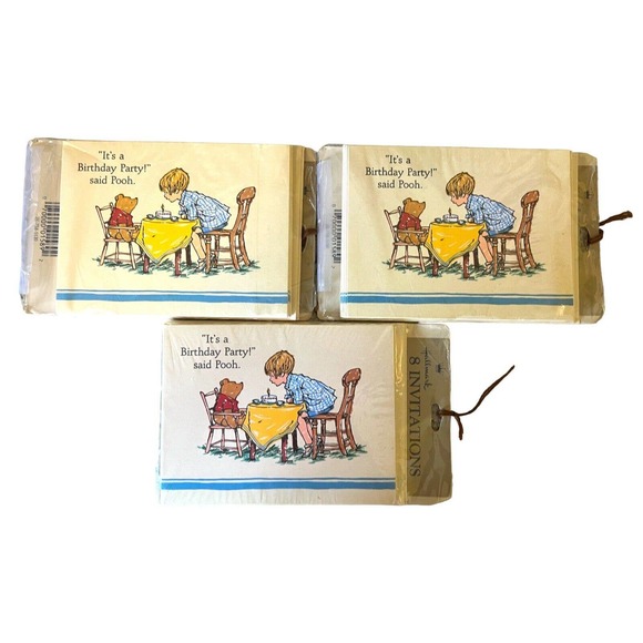 Vintage Winnie The Pooh Birthday Invitations 8ct Hallmark Disney 1986 NOS Lot 3 - Picture 1 of 3